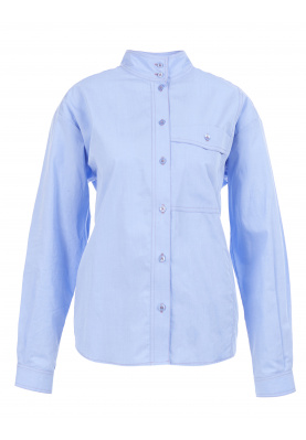 Loszittende blouse in katoen in Blauw