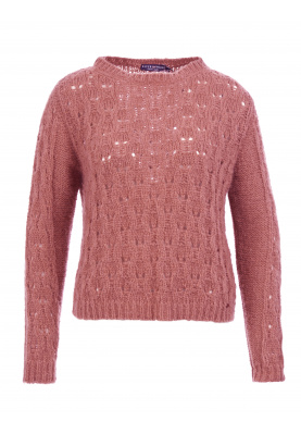 Light ajour knit pullover in Pink