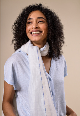 Linen and cotton scarf in Blue