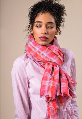 Linen and cotton scarf in Pink