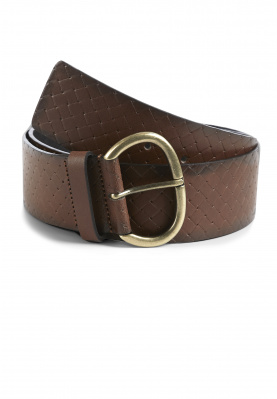 Patterned leather belt in Brown
