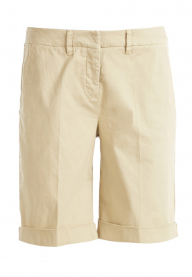 Rolled-up cotton shorts in Beige