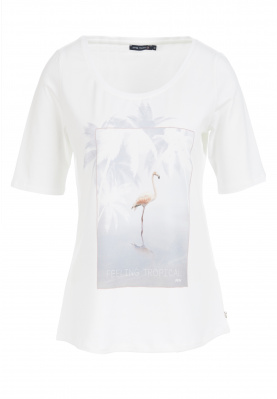 Deep round neck cotton T-shirt in White