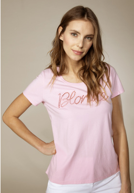 Basic cotton round neck T-shirt in Pink