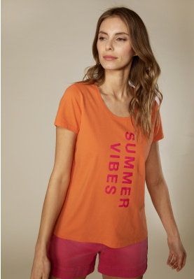 Basic cotton round neck T-shirt in Orange
