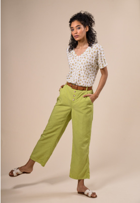 Wide pleated pants in Green