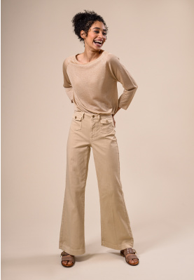 Flared cotton pants in Beige