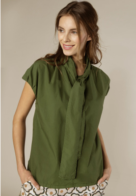 Capsleeve shirt with bow in Green