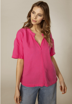 Cotton popover shirt in Pink