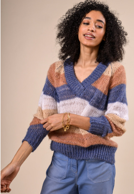Soft striped pullover in Blue