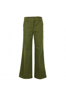 Hight waist wide cotton pants in khaki