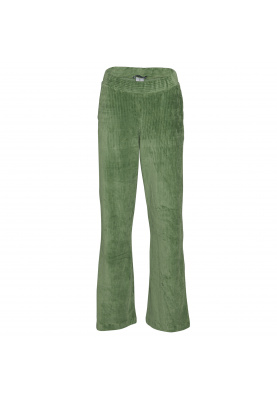 Wijd uitlopende broek in corduroy in groen