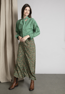 Oversized blouse met sjaalkraag in groen