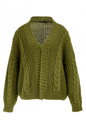 Open cable knit cardigan in green