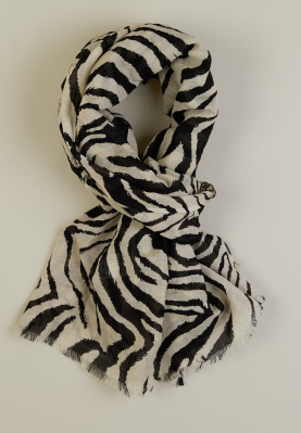 Beige and black animal patterned scarf