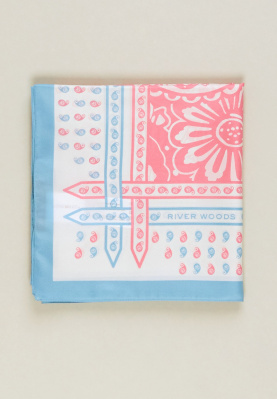 Pink and blue paisley patterned square scarf