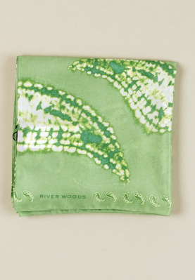 Green paisley patterned square scarf