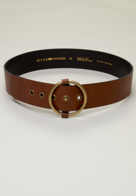 Brown belt with round buckle