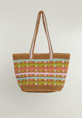 Multicolor raffia beach bag