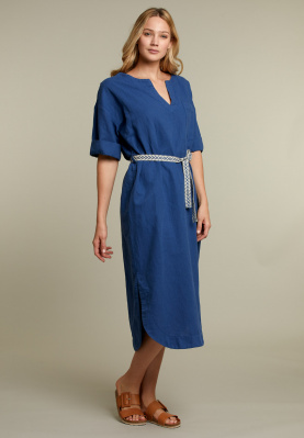 Straight blue belted dress