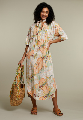 Pastel paisley straight belted dress