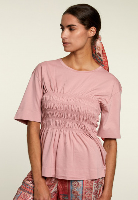 Pink smock cotton t-shirt