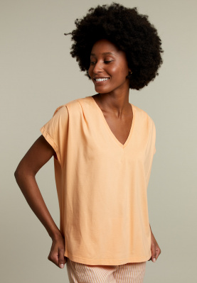 Orange cotton v-neck t-shirt