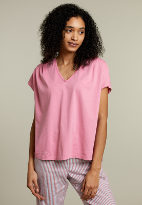 Pink cotton v-neck t-shirt
