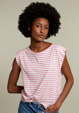 Roze gestreepte t-shirt met schoudervullingen