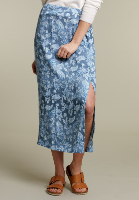 Blue paisley long straight skirt