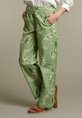 Green paisley pants