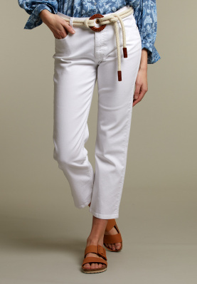 White cropped cotton pants