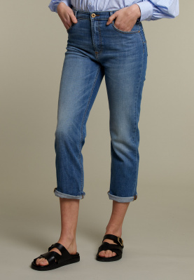 Blue straight cropped jeans