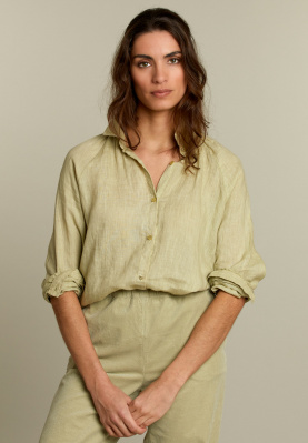 Green linen long sleeves shirt