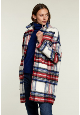 Multi checked woolen coat