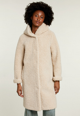 Beige oversized hooded coat
