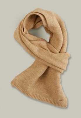 Beige uni knitted scarf