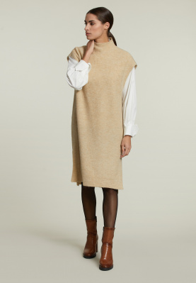 Beige knitted sleeveless dress