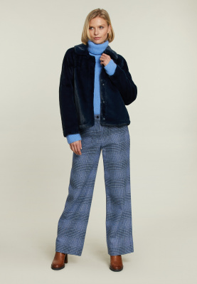 Blue high waist pants applied pockets
