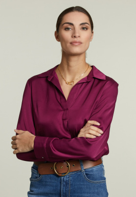 Purple V-neck blouse long sleeves