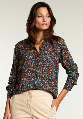 Blue/brown floral blouse