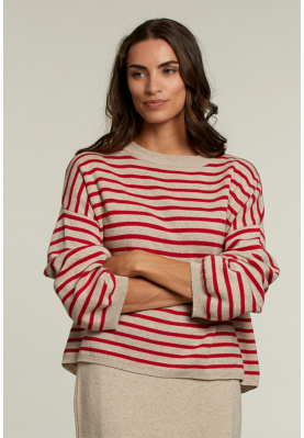 Red/beige striped sweater