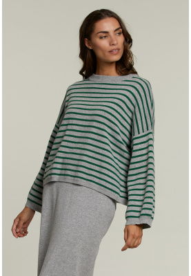 Green/grey striped sweater
