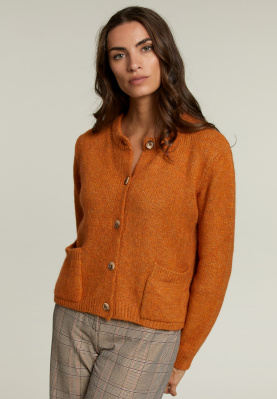 Orange short cardigan with buttons
