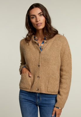 Beige short cardigan with buttons