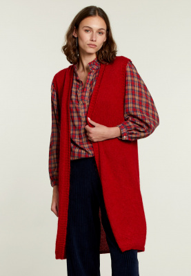 Red sleeveless cardigan