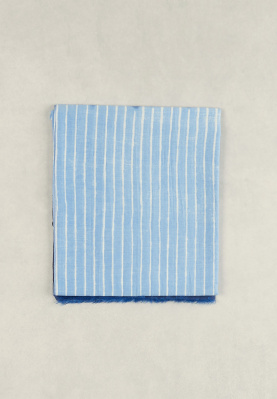 Blue striped silk-cotton scarf