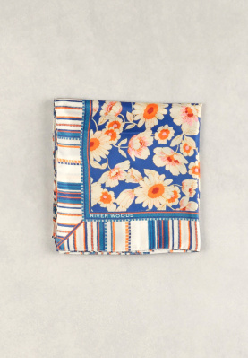 Blue/orange daisy print scarf