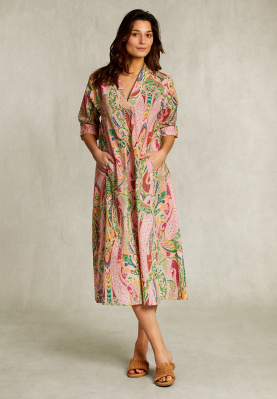Multi paisleyprint V-hals jurk