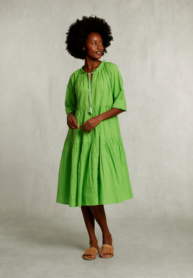 Green ruffled dress 3/4 sleeves